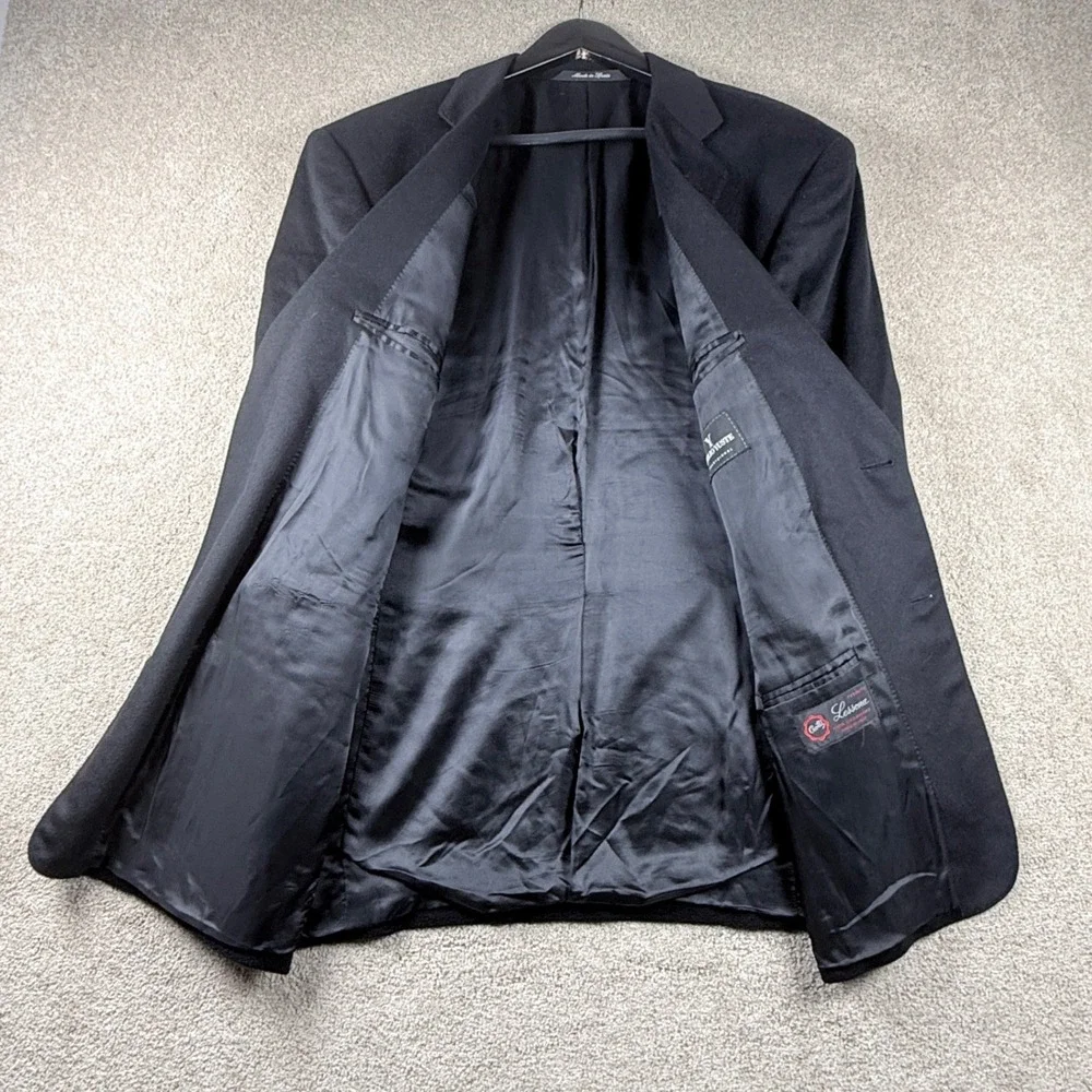 Emilio Yuste Blazer Men 46R Black 100% Cashmere Tessuto Lessona Italy